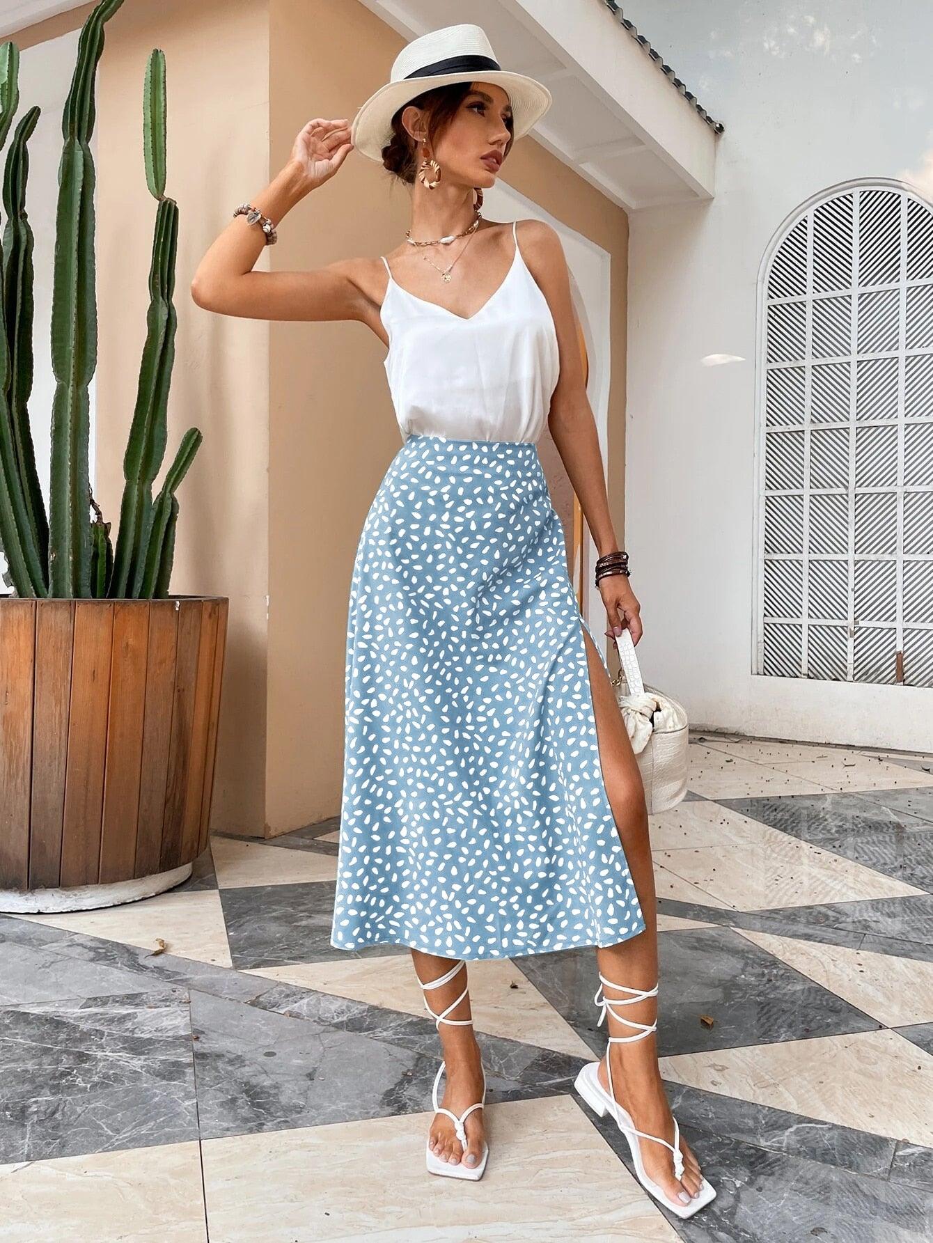 Boho Split Thigh Skirt Skirts - The Burner Shop