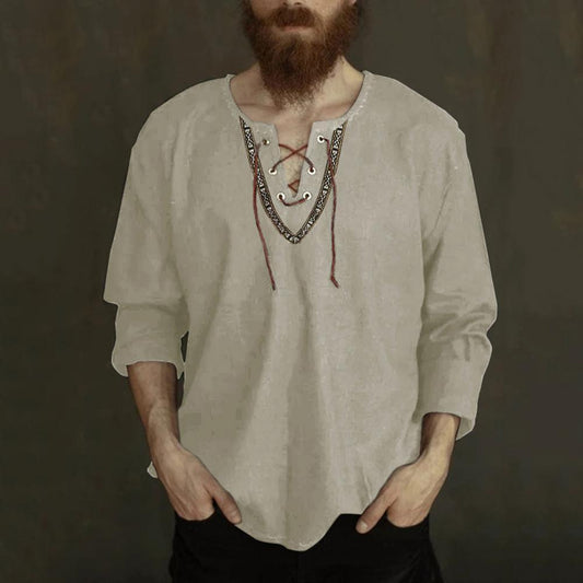 Casual Long Sleeve Shirt with Laces Shirts - The Burner Shop