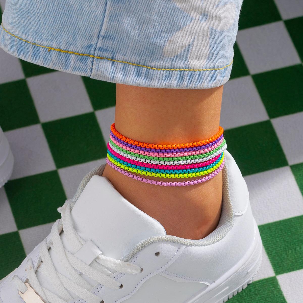 Colorful Iron Chain Anklet Bracelet Anklets - The Burner Shop