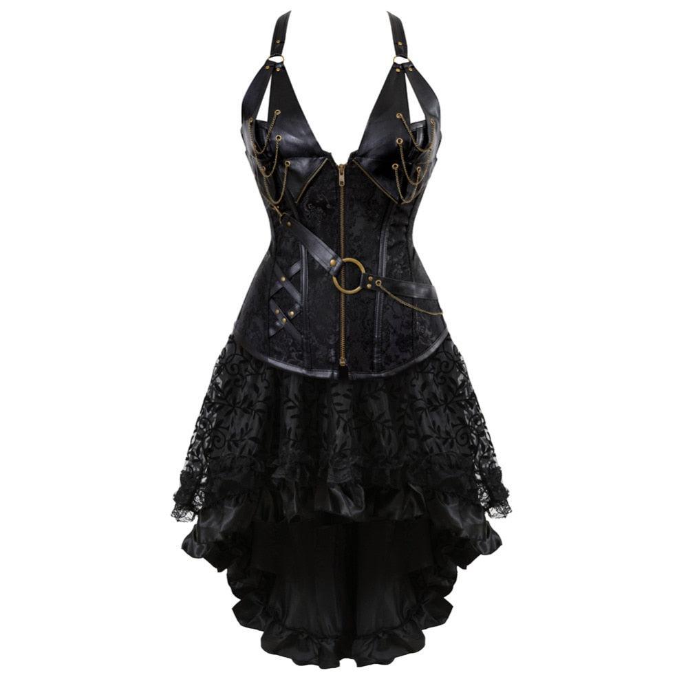 Machinery Steampunk Corset Womens Party Costume Skirt Set Machinery Steampunk Corset Womens Party Costume Skirt Set