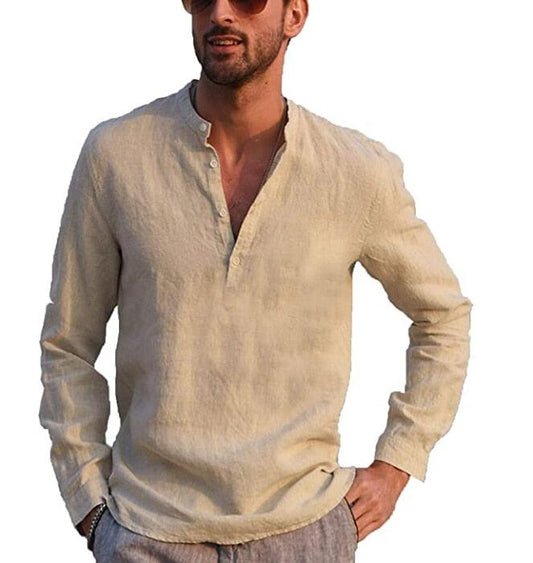 Cotton Stand Collar Shirt Shirts - The Burner Shop