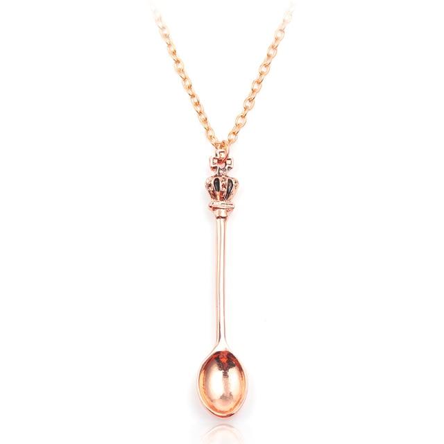 Crown Mini Tea Spoon Pendant Necklaces - The Burner Shop