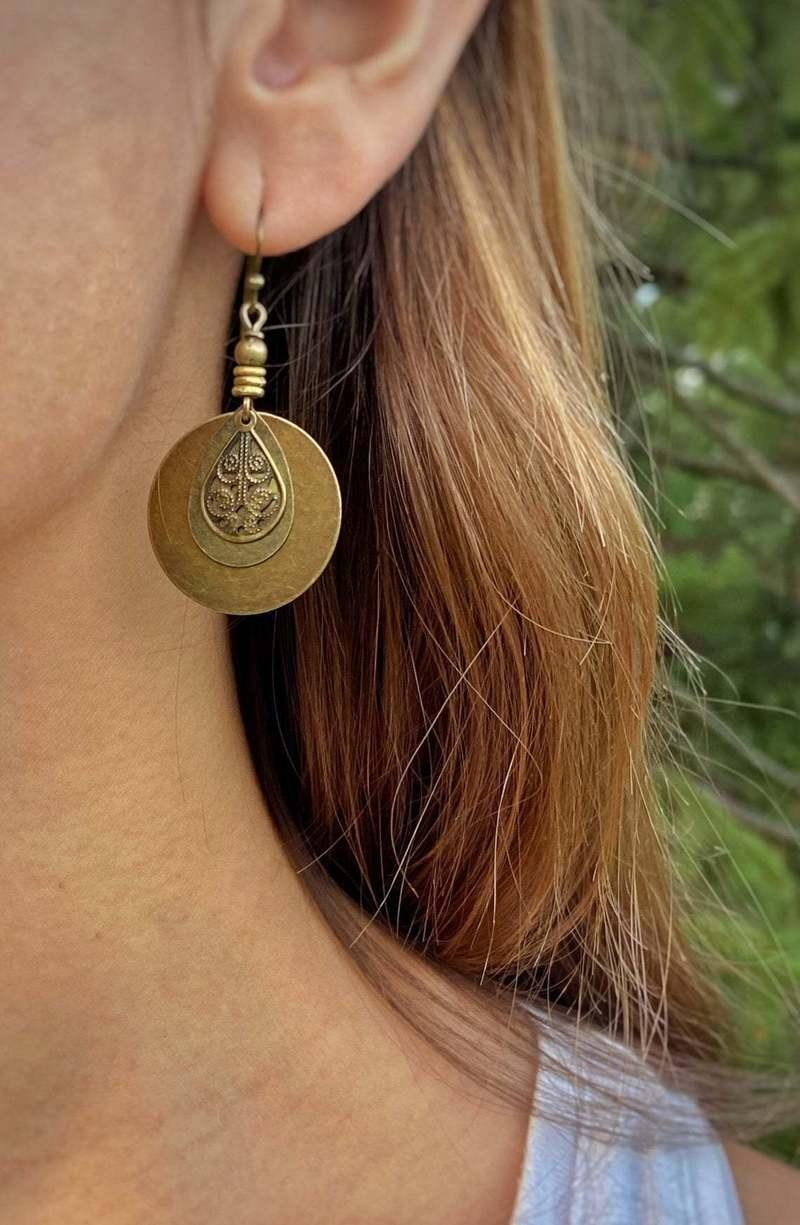 Ethnic Round Carved Earrings Earrings - The Burner Shop
