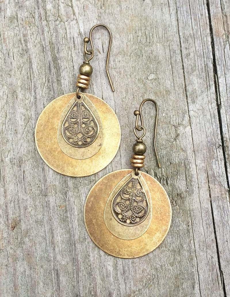 Ethnic Round Carved Earrings Earrings - The Burner Shop