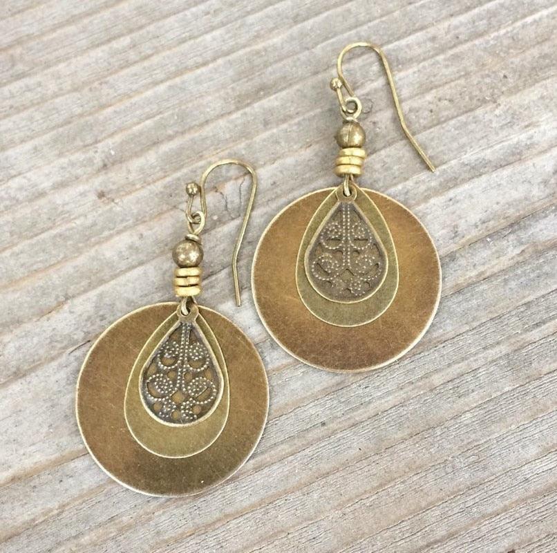 Ethnic Round Carved Earrings Earrings - The Burner Shop