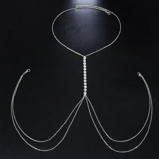 Evil Eye Rhinestone Bra Chain Bikini Body Jewelry - The Burner Shop