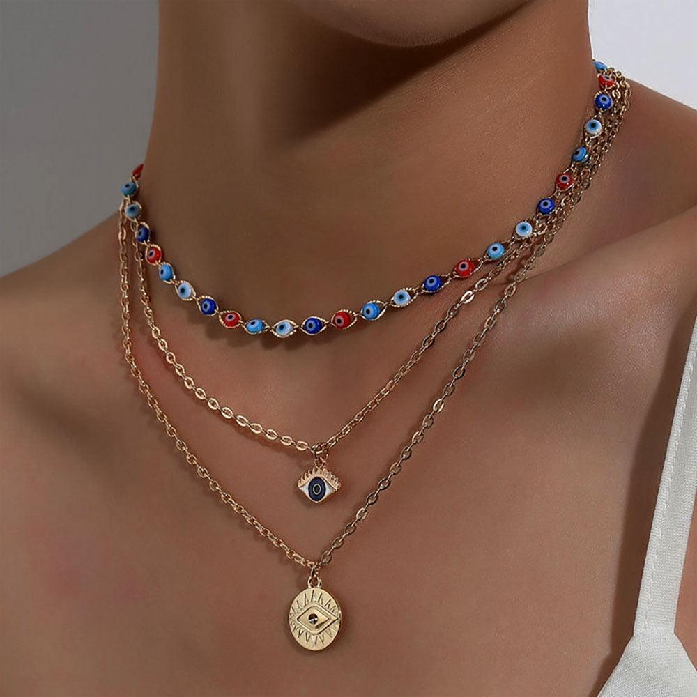 Evil Eyes Multilayer Necklaces Necklaces - The Burner Shop