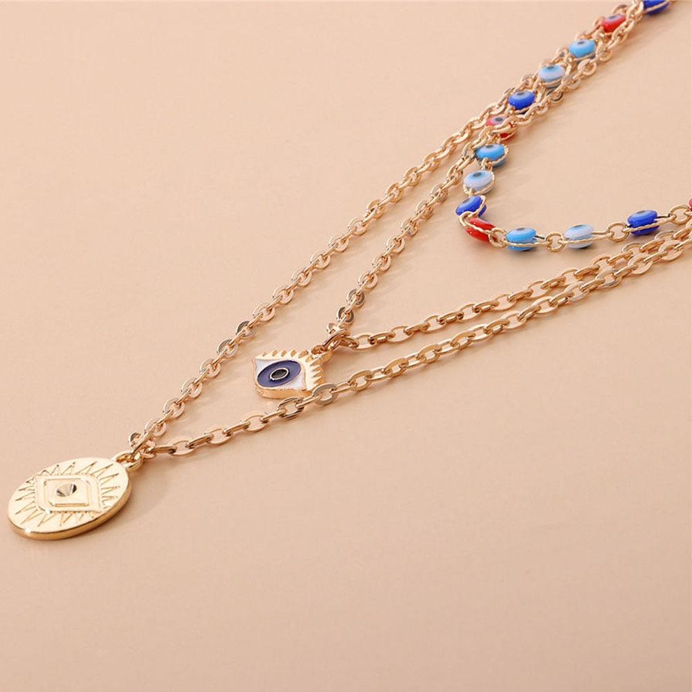 Evil Eyes Multilayer Necklaces Necklaces - The Burner Shop