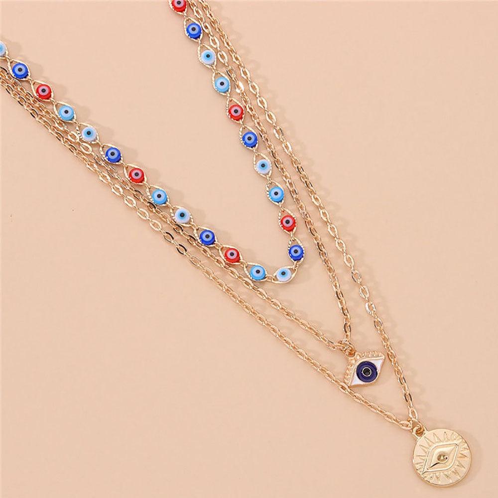 Evil Eyes Multilayer Necklaces Necklaces - The Burner Shop