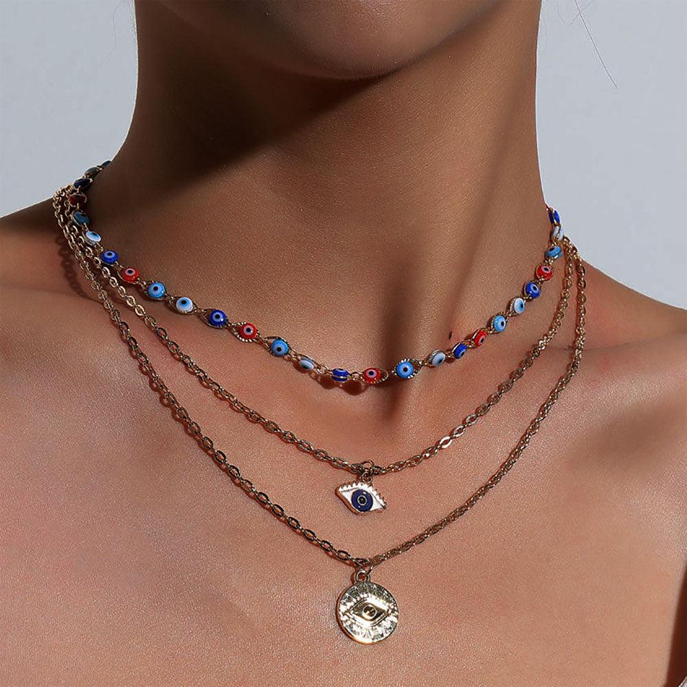 Evil Eyes Multilayer Necklaces Necklaces - The Burner Shop