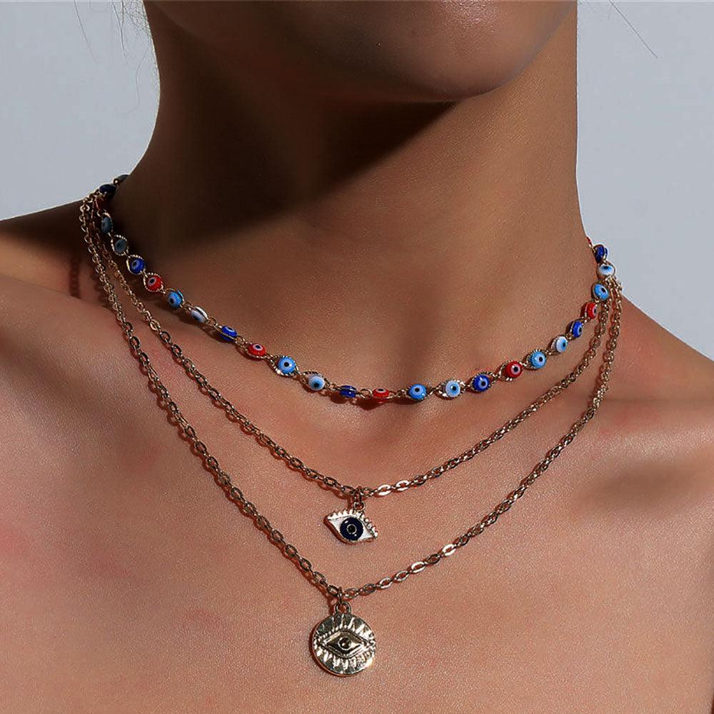 Evil Eyes Multilayer Necklaces Necklaces - The Burner Shop
