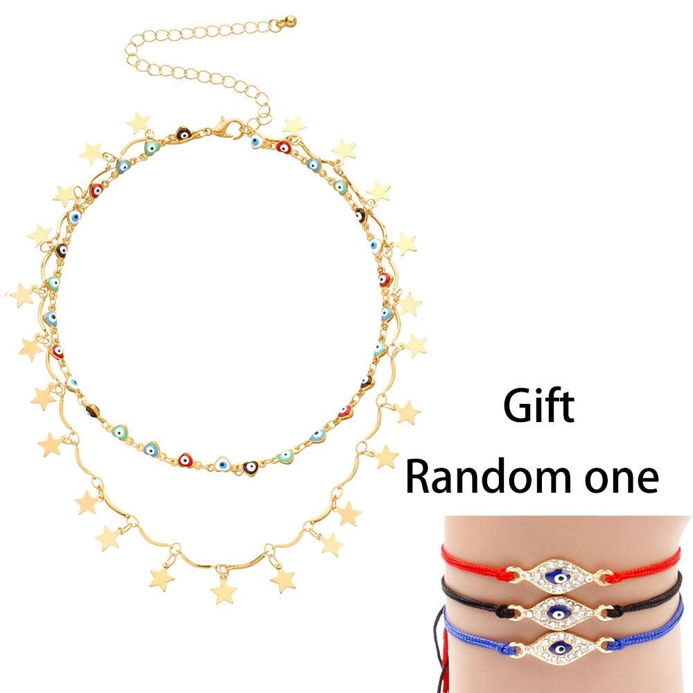 Evil Eyes Multilayer Necklaces Necklaces - The Burner Shop