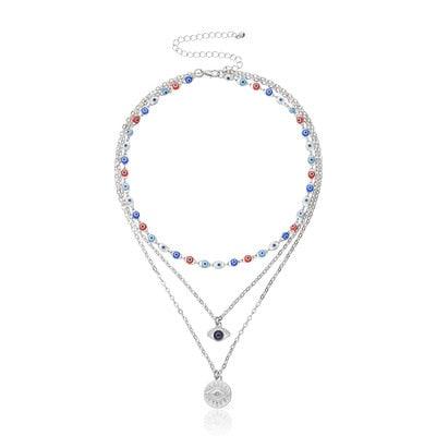 Evil Eyes Multilayer Necklaces Necklaces - The Burner Shop