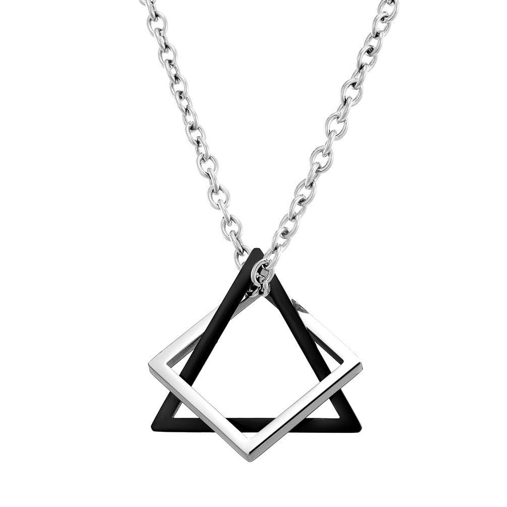 Geometry Interlocking Square / Triangle Pendant Necklace Necklaces - The Burner Shop