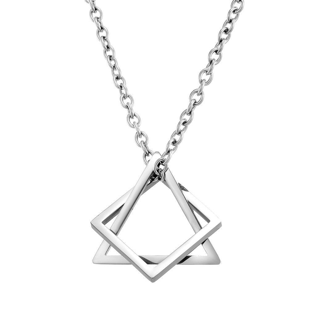 Geometry Interlocking Square / Triangle Pendant Necklace Necklaces - The Burner Shop