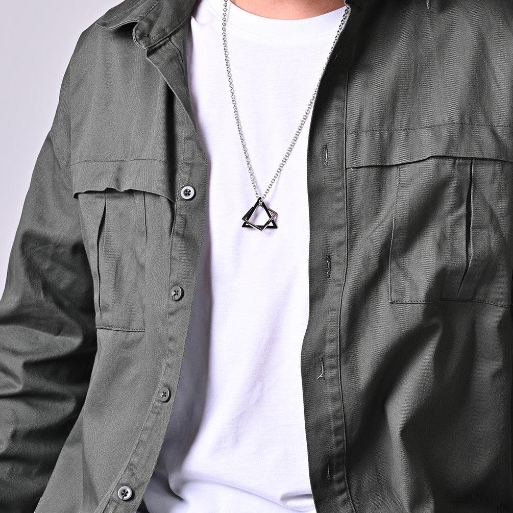 Geometry Interlocking Square / Triangle Pendant Necklace Necklaces - The Burner Shop