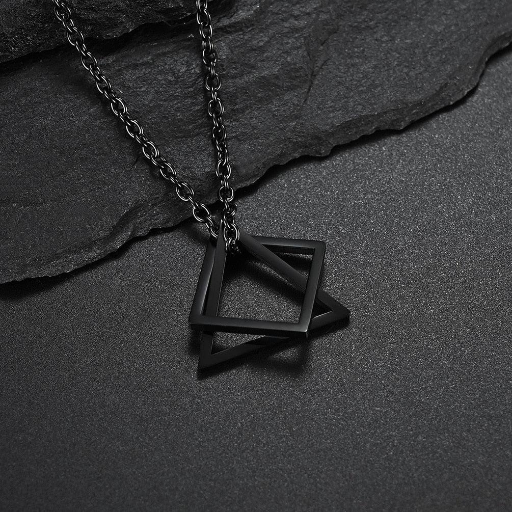Geometry Interlocking Square / Triangle Pendant Necklace Necklaces - The Burner Shop