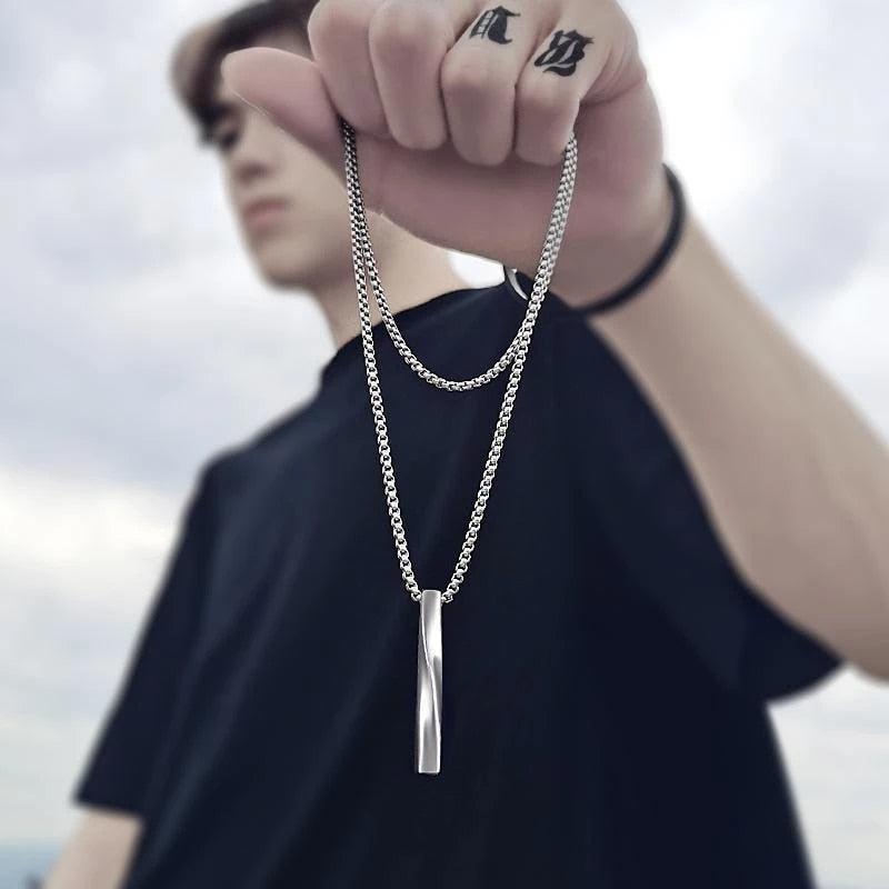 Geometry Interlocking Square / Triangle Pendant Necklace Necklaces - The Burner Shop