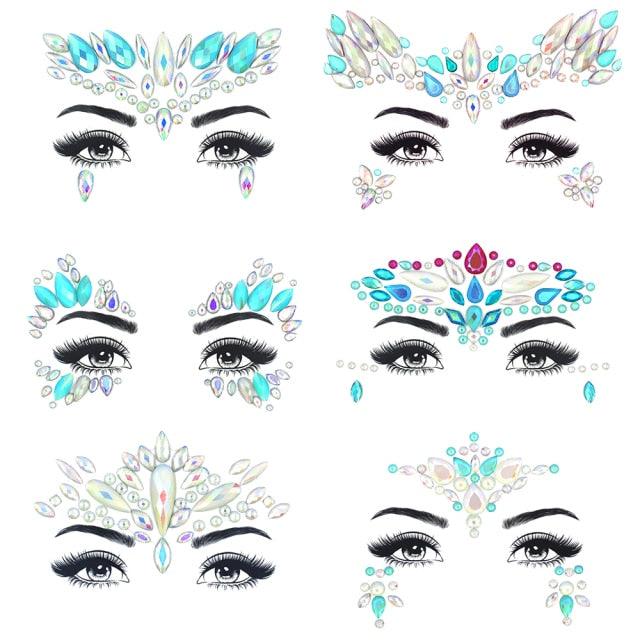 Glow in the dark Self-adhesive Rhinestone Face Stickers Face Tattoo - The Burner Shop