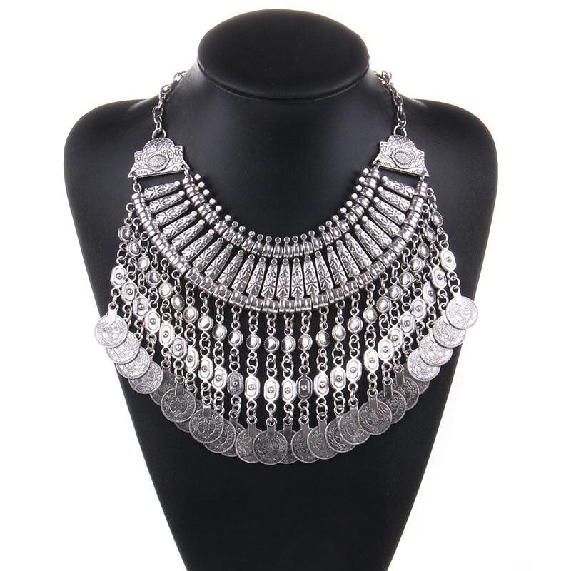 Gold Coin Long Chain Tassel Necklace Necklaces - The Burner Shop
