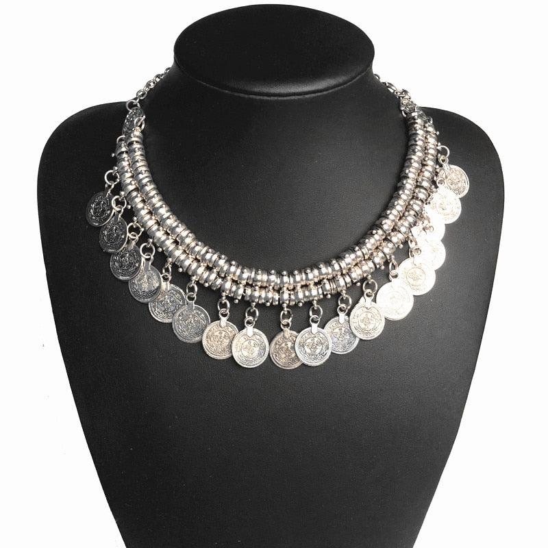 Gold Coin Long Chain Tassel Necklace Necklaces - The Burner Shop
