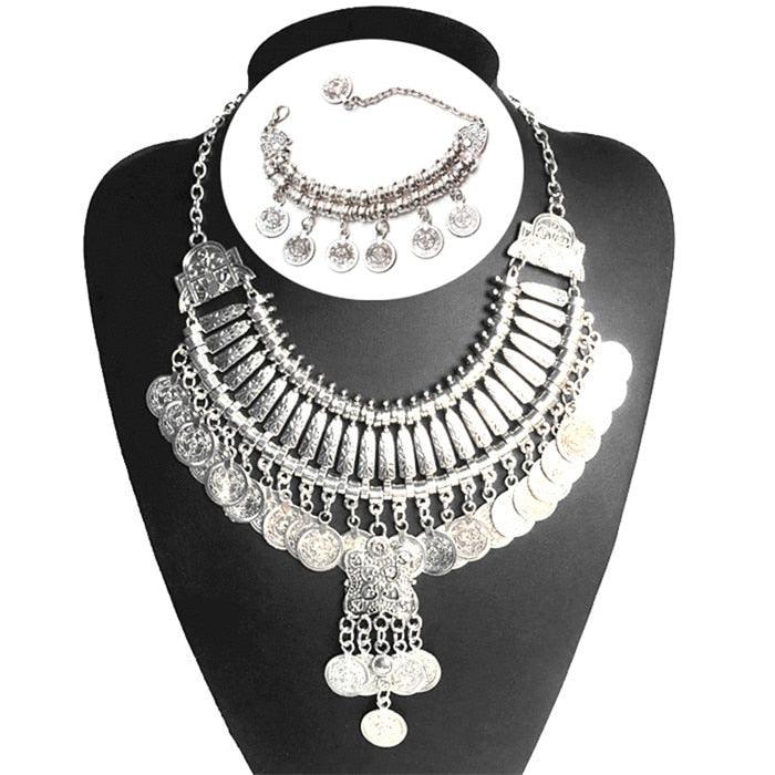 Gold Coin Long Chain Tassel Necklace Necklaces - The Burner Shop