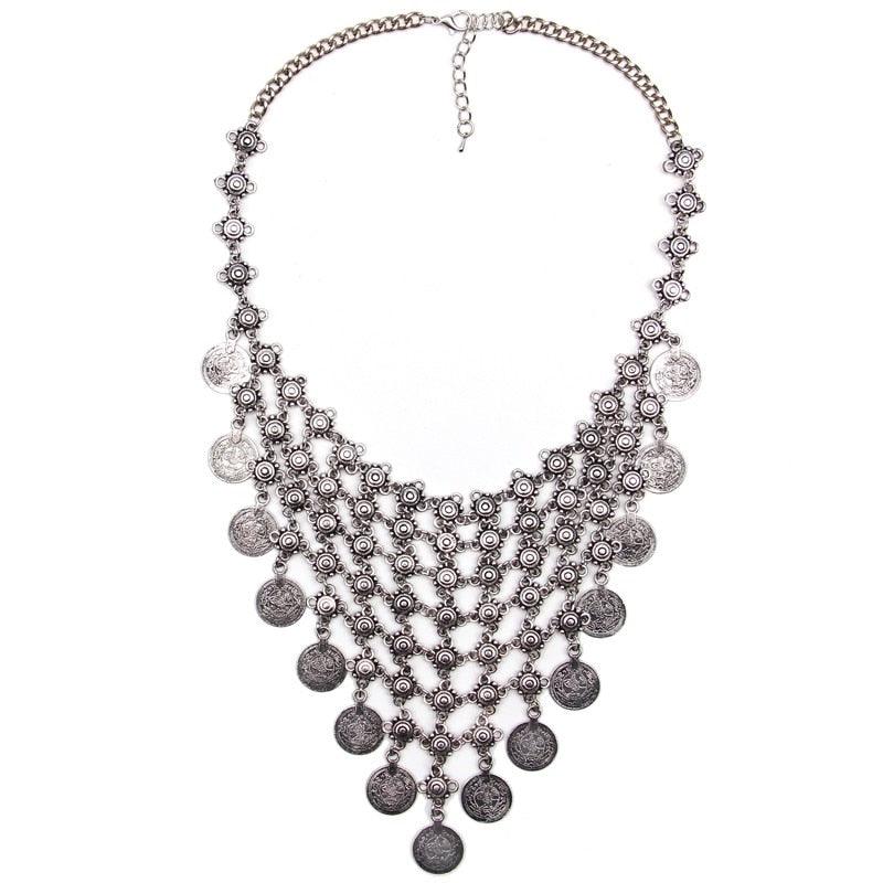 Gold Coin Long Chain Tassel Necklace Necklaces - The Burner Shop