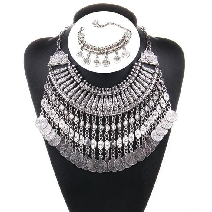 Gold Coin Long Chain Tassel Necklace Necklaces - The Burner Shop