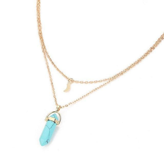 Gold Necklace with Natural Stone Pendant Necklaces - The Burner Shop