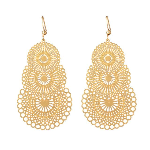 Golden Leaf Dangle Drop Earrings Earrings - The Burner Shop