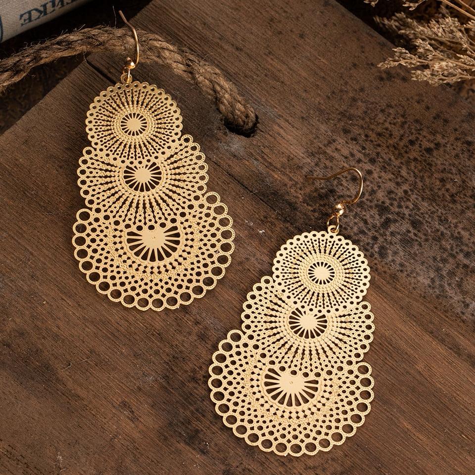 Golden Leaf Dangle Drop Earrings Earrings - The Burner Shop