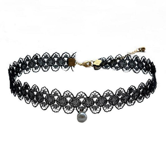 Gothic Crystal Black Choker with Pendants Necklaces - The Burner Shop