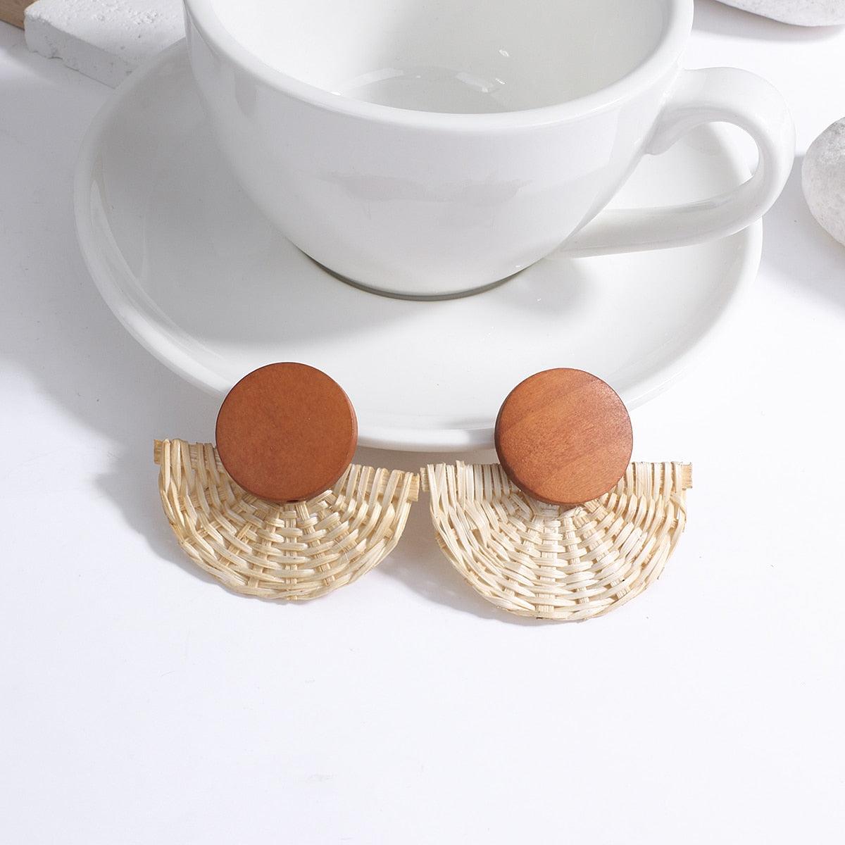 Handmade Rattan Wooden Drop Earrings Earrings - The Burner Shop