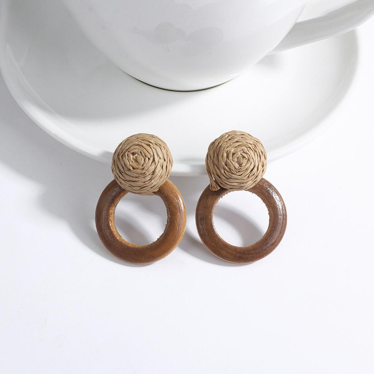 Handmade Rattan Wooden Drop Earrings Earrings - The Burner Shop