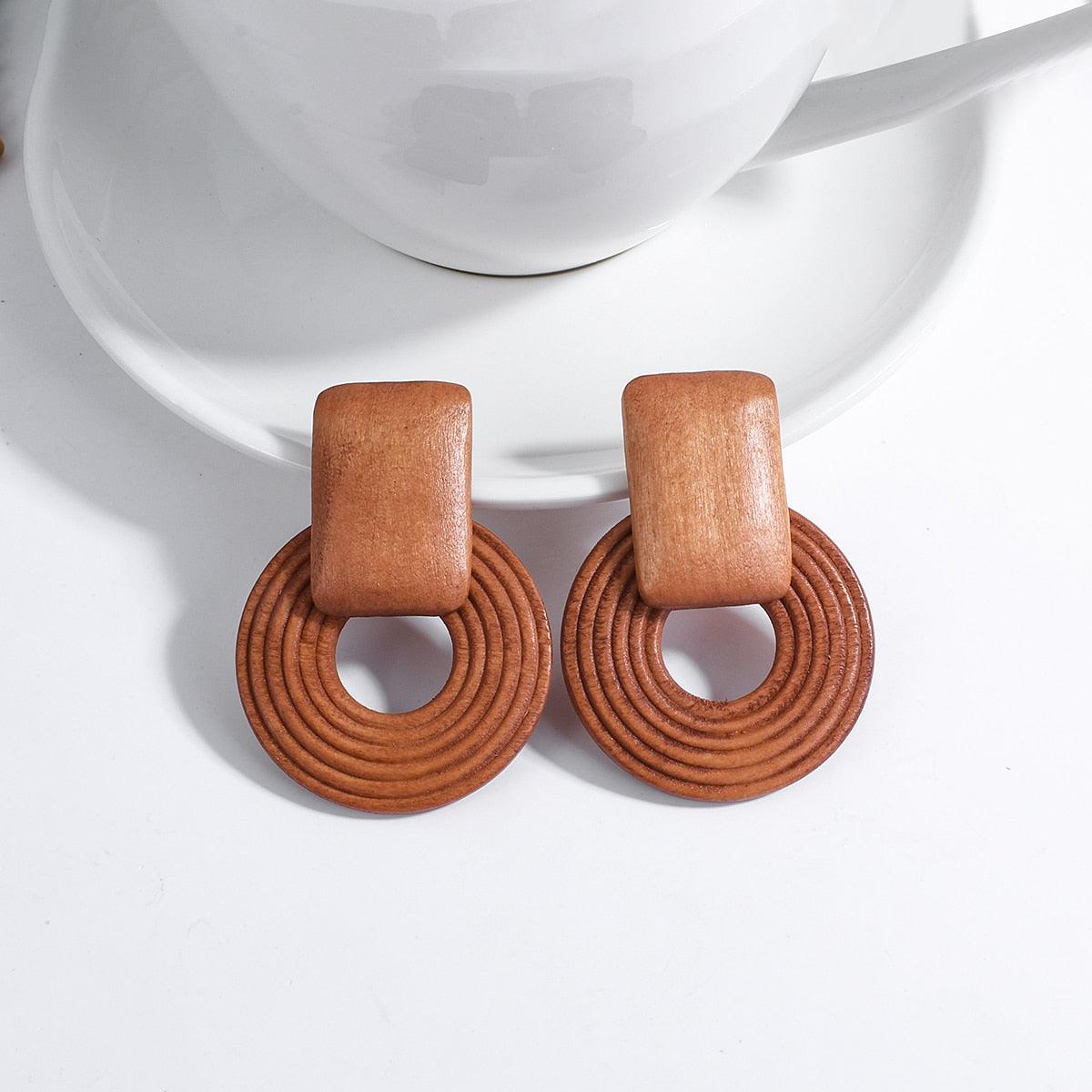 Handmade Rattan Wooden Drop Earrings Earrings - The Burner Shop