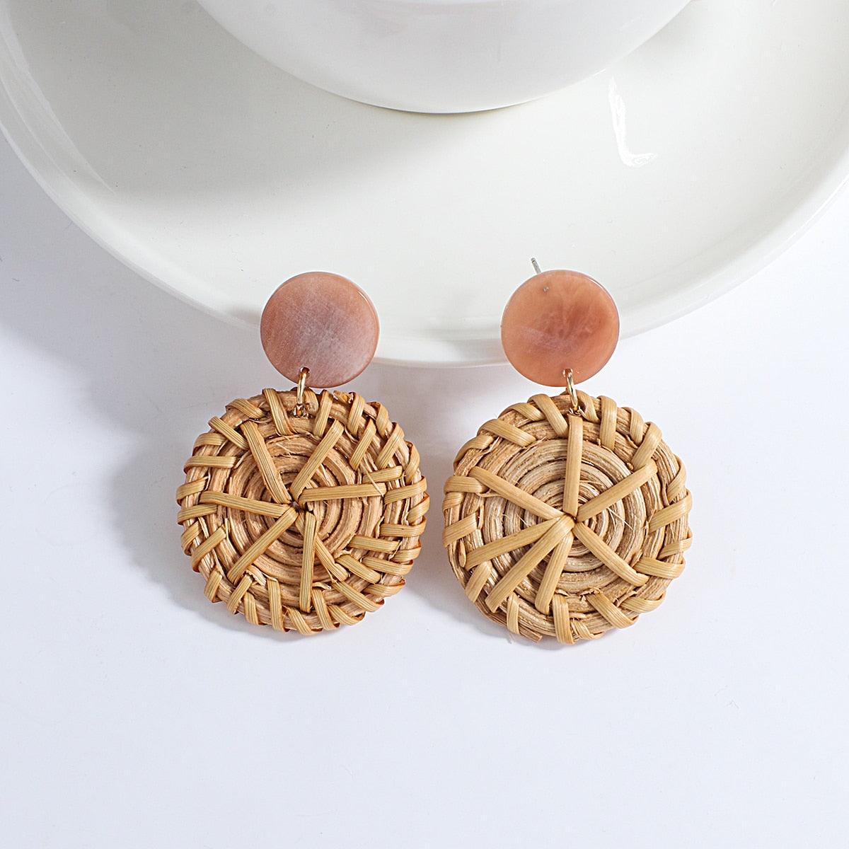 Handmade Rattan Wooden Drop Earrings Earrings - The Burner Shop
