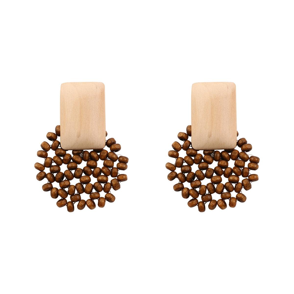 Handmade Rattan Wooden Drop Earrings Earrings - The Burner Shop