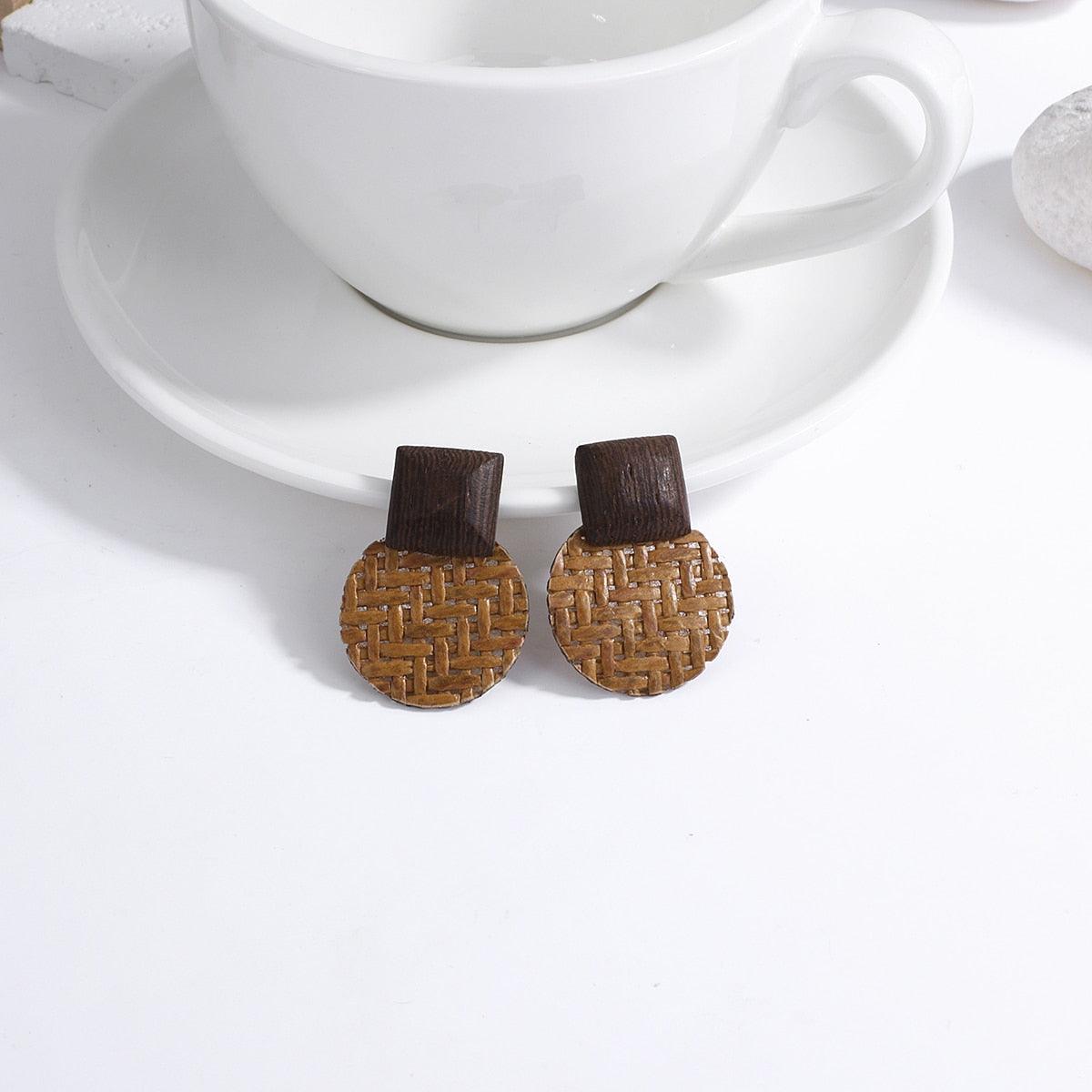 Handmade Rattan Wooden Drop Earrings Earrings - The Burner Shop