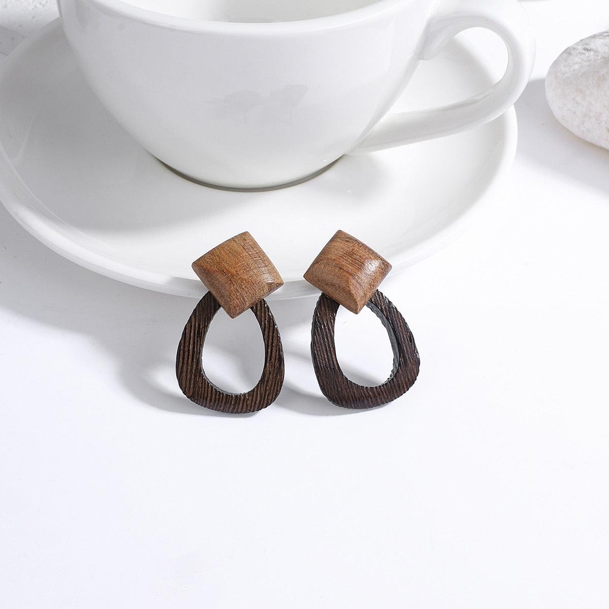 Handmade Rattan Wooden Drop Earrings Earrings - The Burner Shop