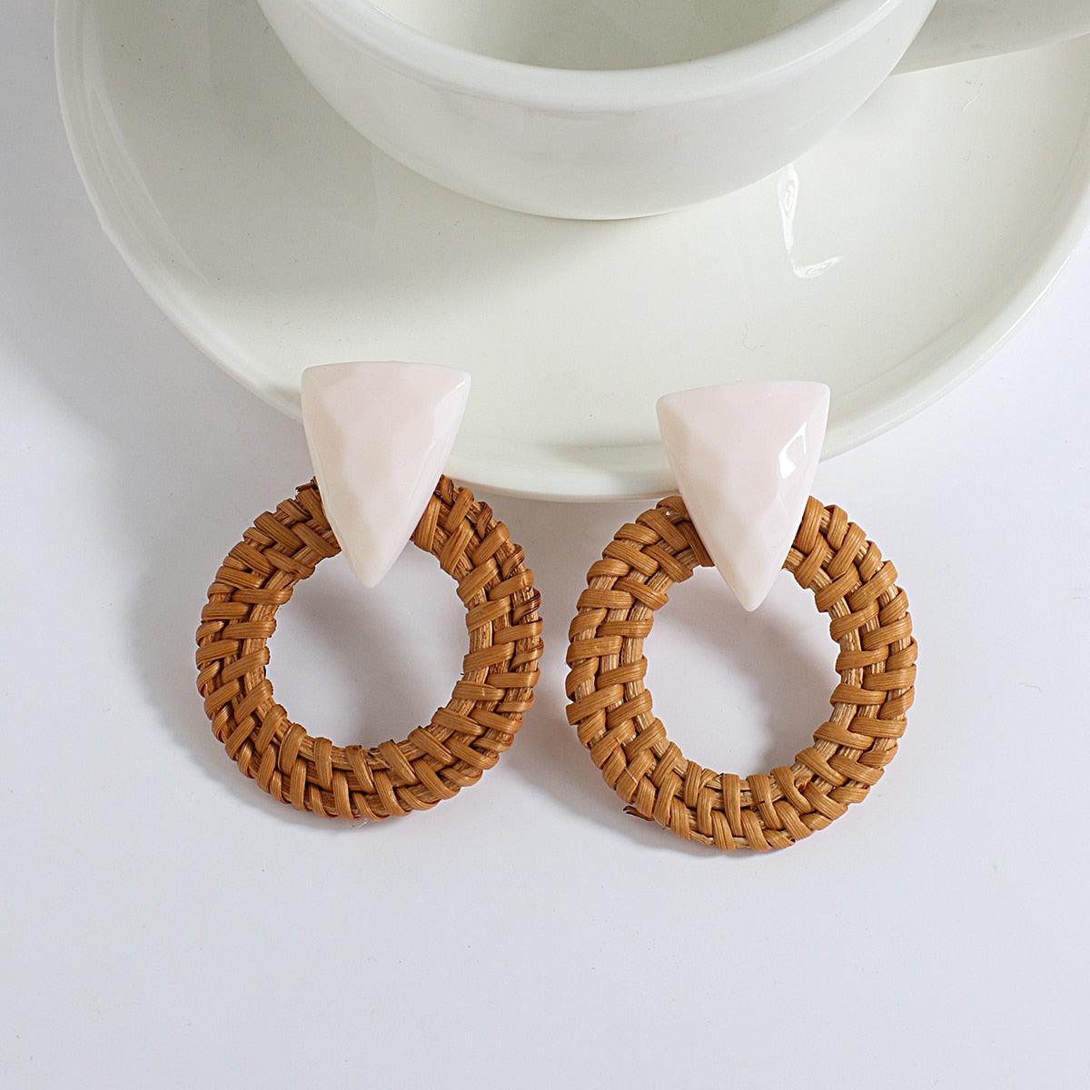 Handmade Rattan Wooden Drop Earrings Earrings - The Burner Shop