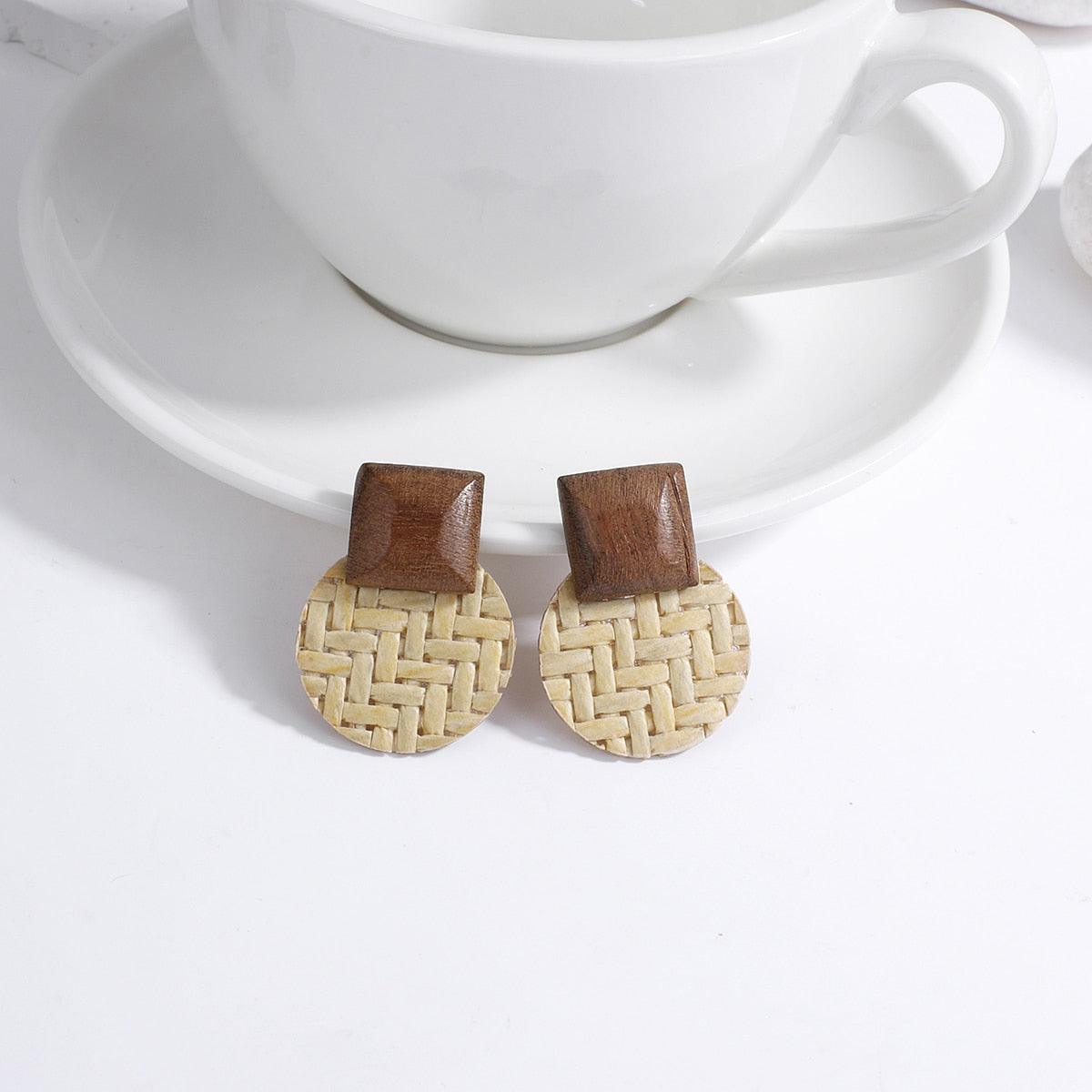 Handmade Rattan Wooden Drop Earrings Earrings - The Burner Shop