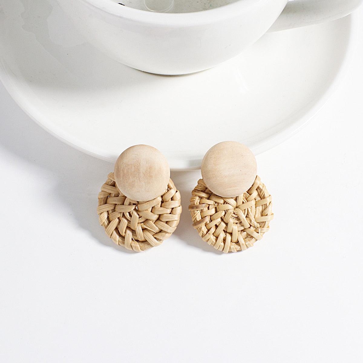 Handmade Rattan Wooden Drop Earrings Earrings - The Burner Shop