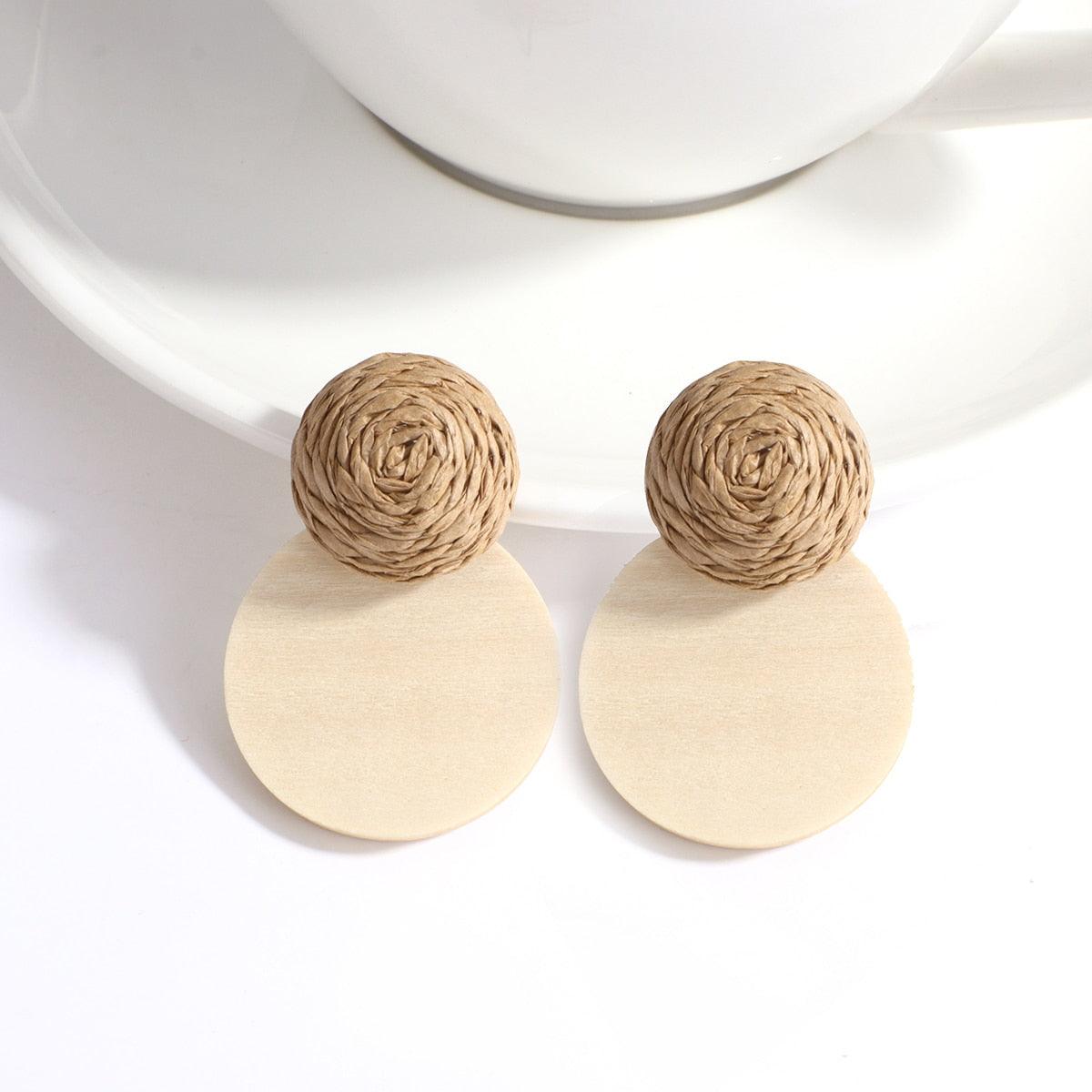 Handmade Rattan Wooden Drop Earrings Earrings - The Burner Shop