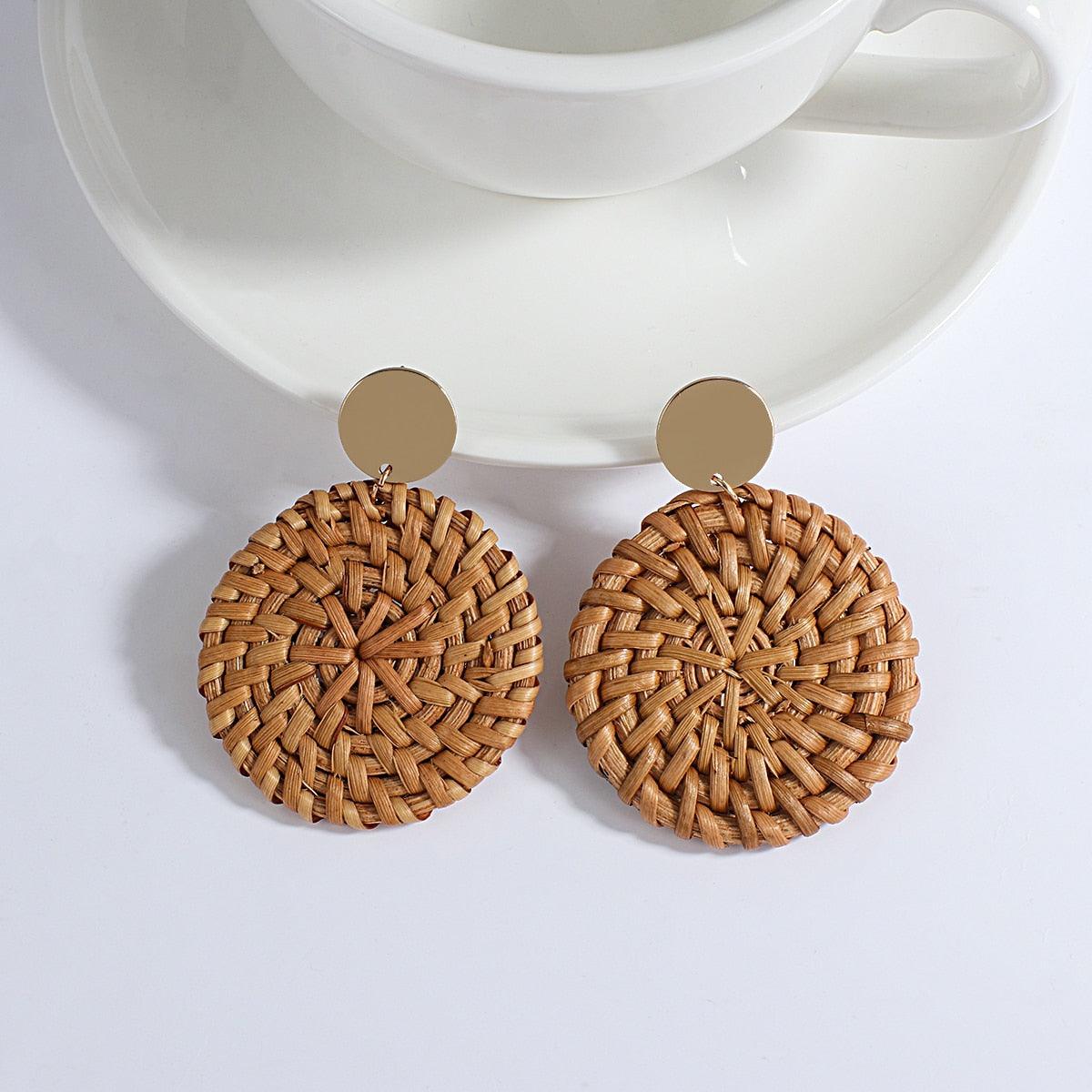 Handmade Rattan Wooden Drop Earrings Earrings - The Burner Shop