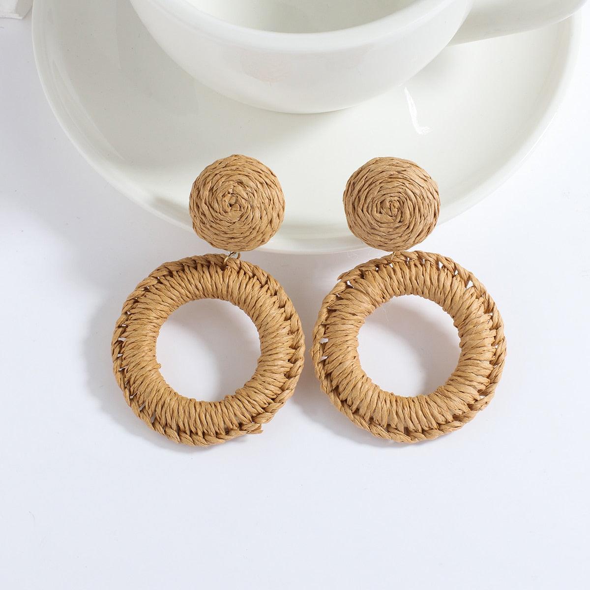 Handmade Rattan Wooden Drop Earrings Earrings - The Burner Shop