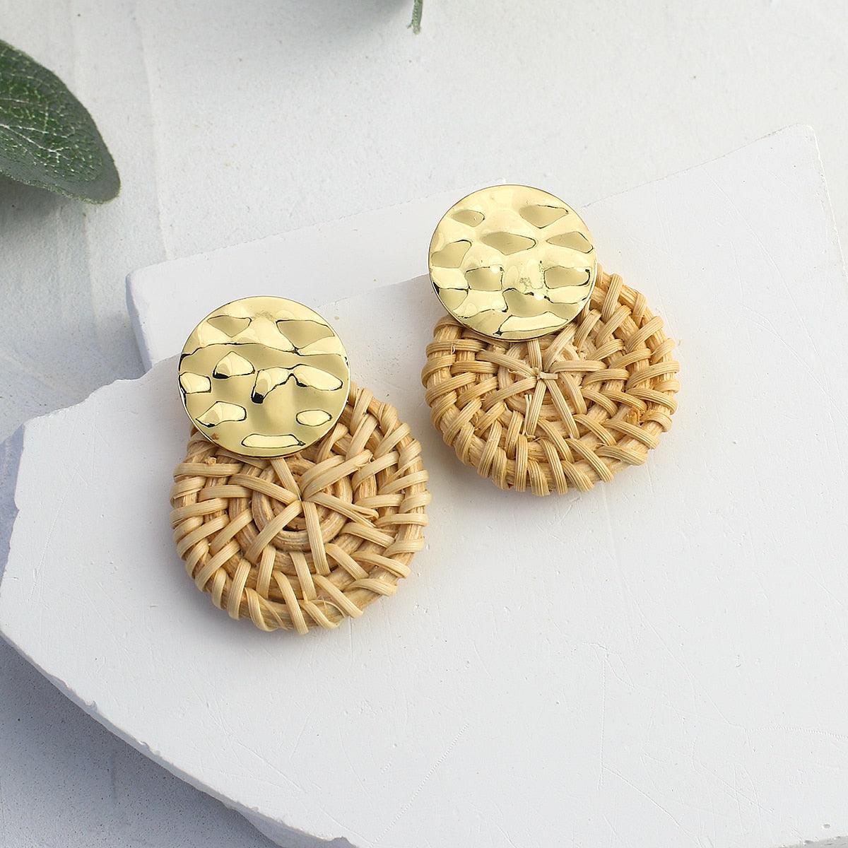 Handmade Rattan Wooden Drop Earrings Earrings - The Burner Shop
