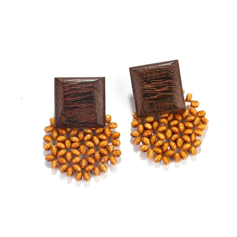 Handmade Rattan Wooden Drop Earrings Earrings - The Burner Shop