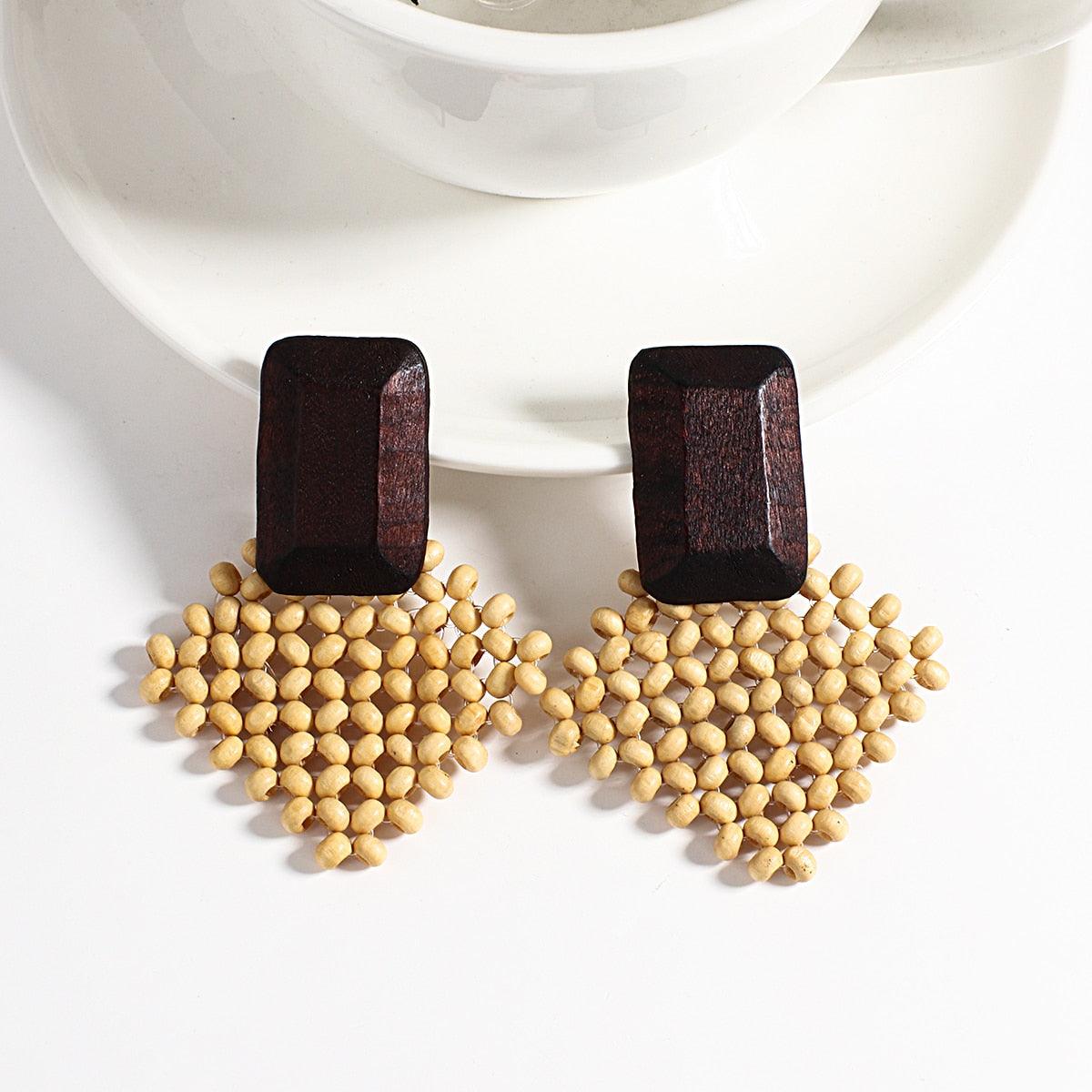 Handmade Rattan Wooden Drop Earrings Earrings - The Burner Shop