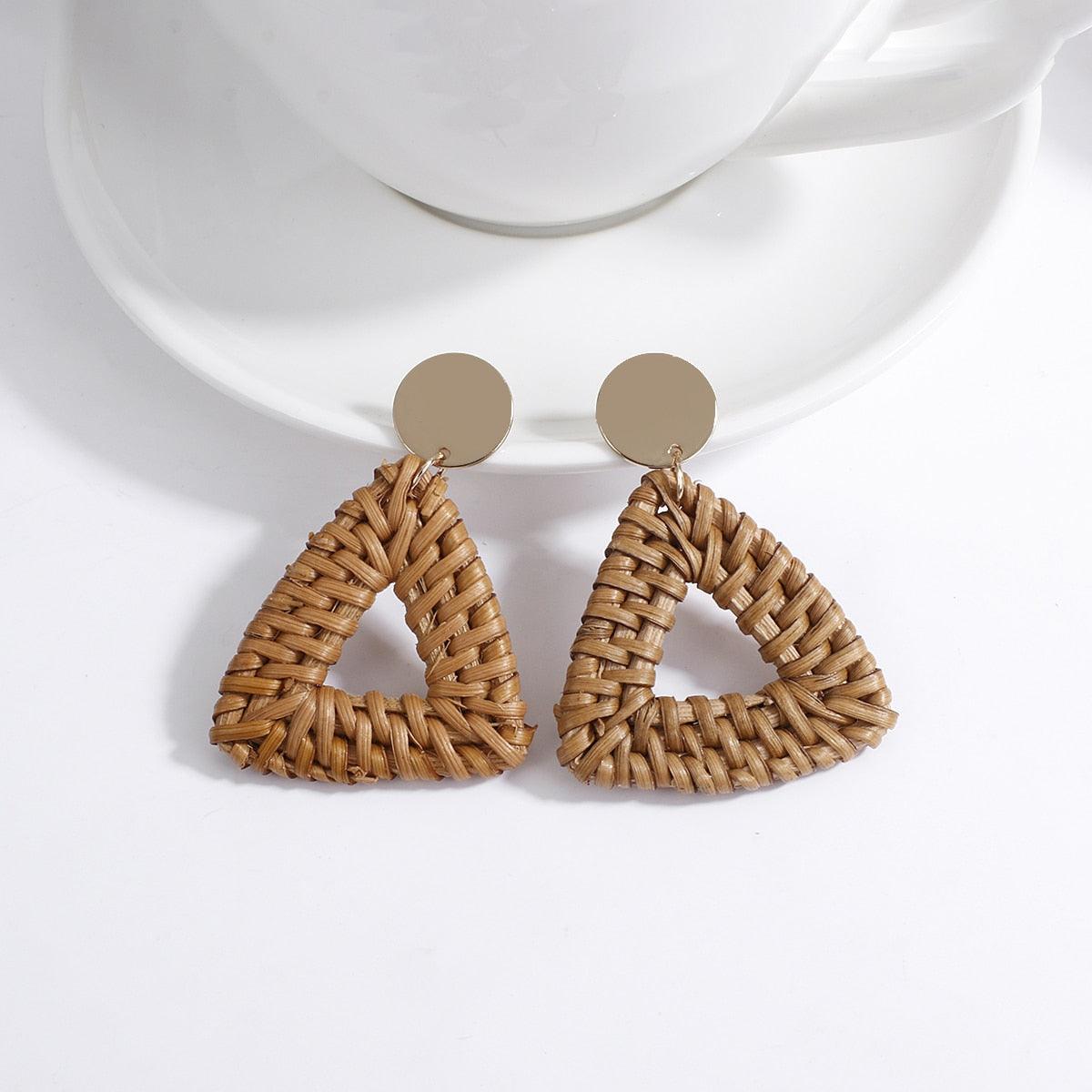 Handmade Rattan Wooden Drop Earrings Earrings - The Burner Shop