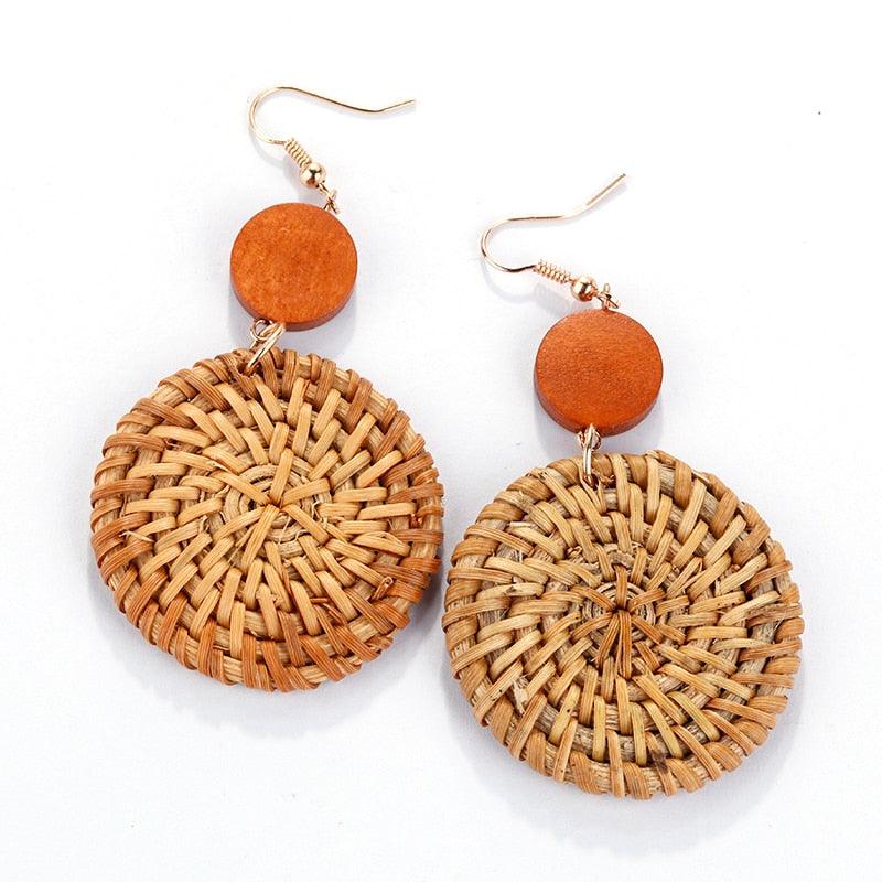 Handmade Rattan Wooden Drop Earrings Earrings - The Burner Shop